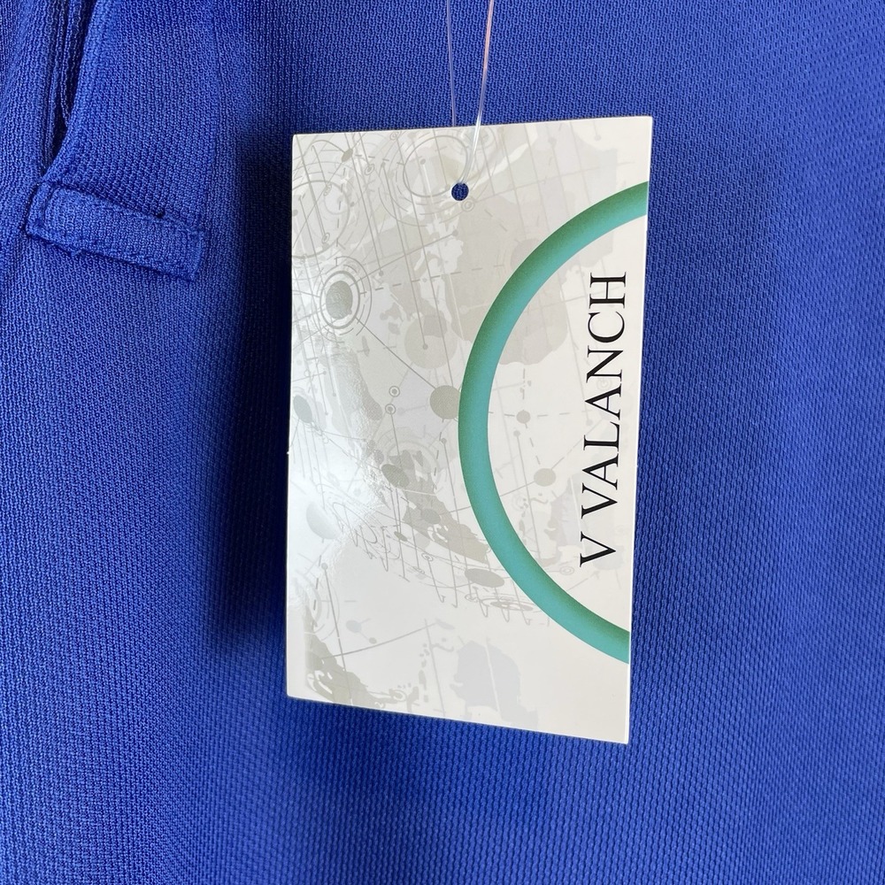 V Valanch Men's Size Large Blue Polo Shirt NWT Moisture Control‎ Short Sleeve - Picture 6 of 12